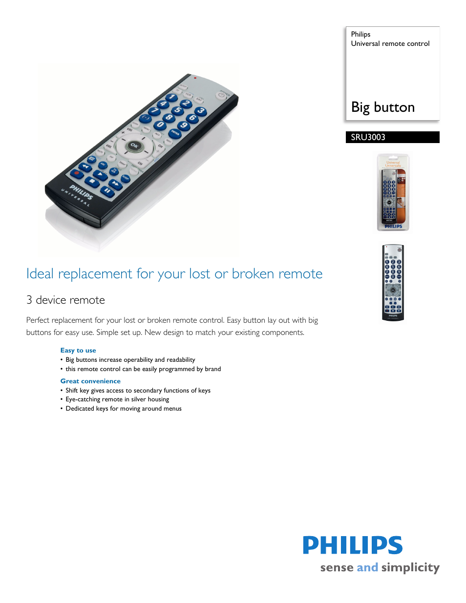 Philips SRU3003 User Manual | 2 pages