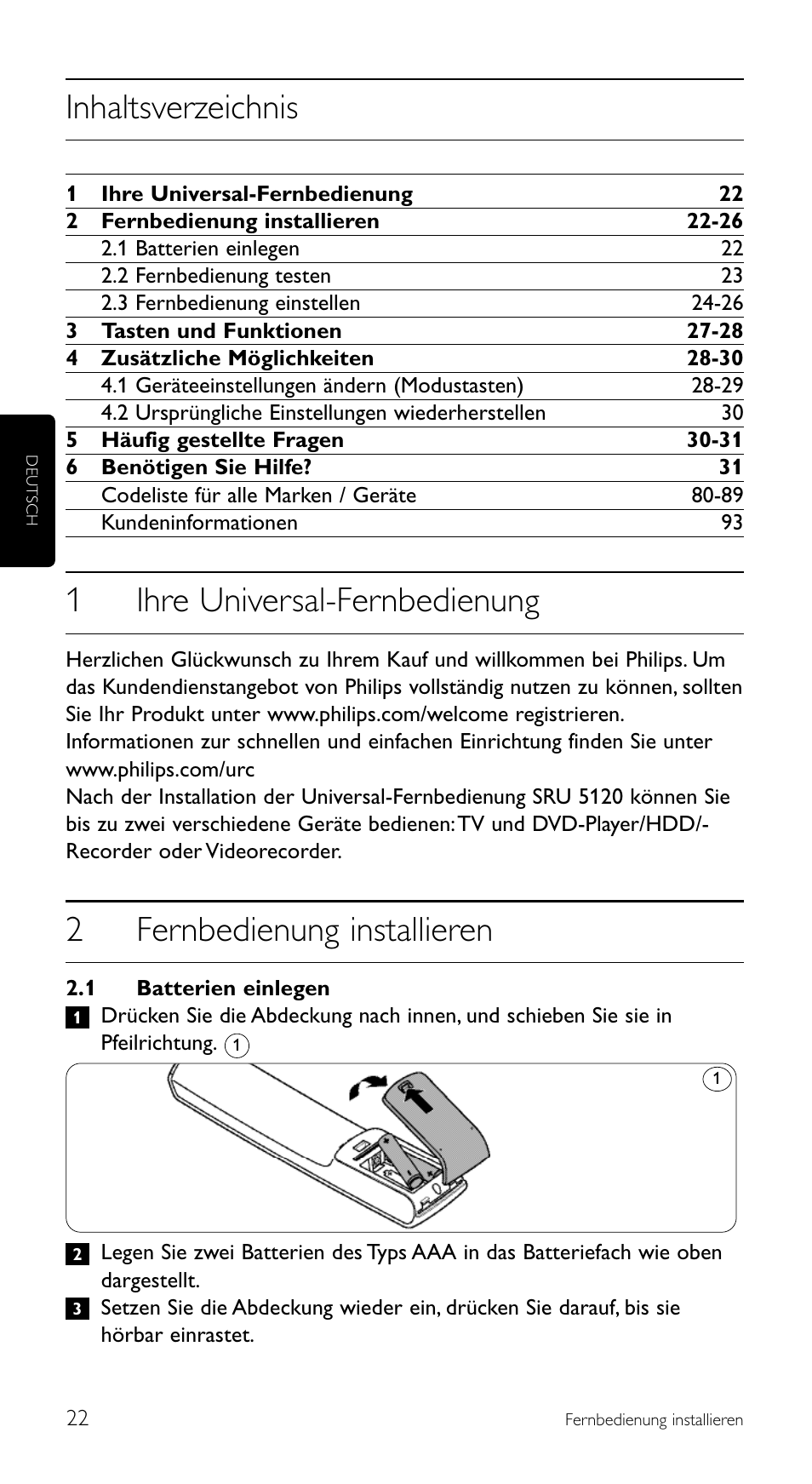 Philips SRU 5120/86 User Manual | Page 22 / 96