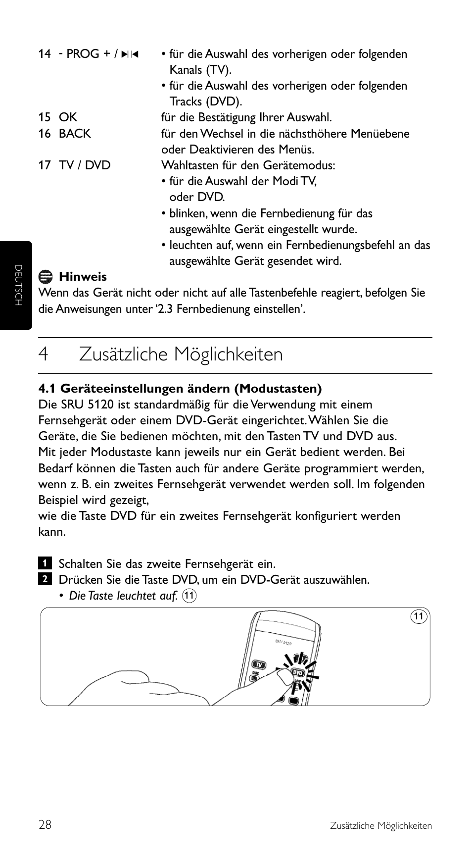 4zusätzliche möglichkeiten | Philips SRU 5120/86 User Manual | Page 28 / 96