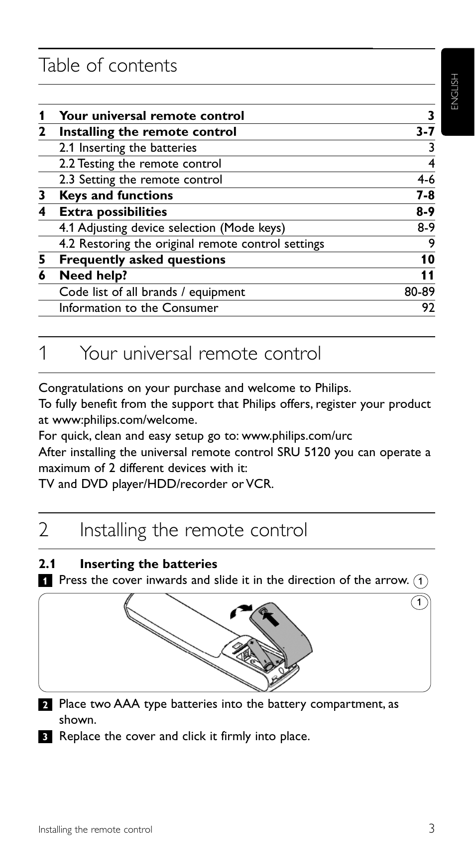 Philips SRU 5120/86 User Manual | Page 3 / 96