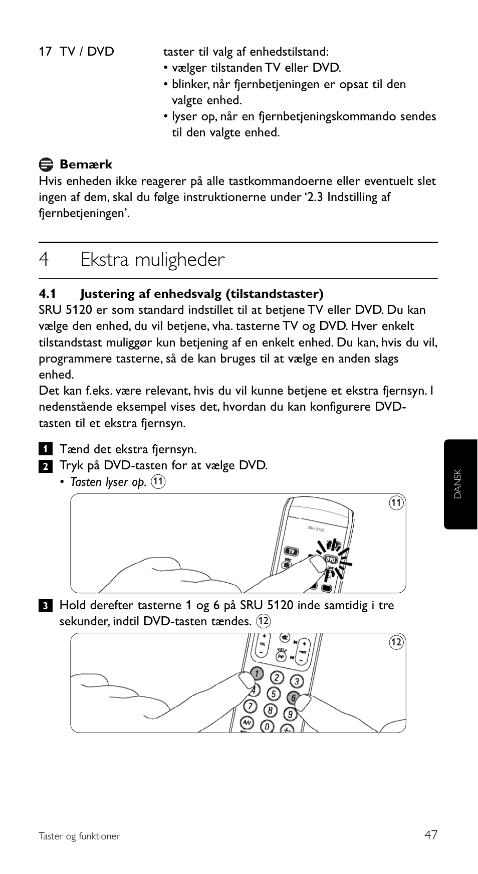 4ekstra muligheder | Philips SRU 5120/86 User Manual | Page 47 / 96