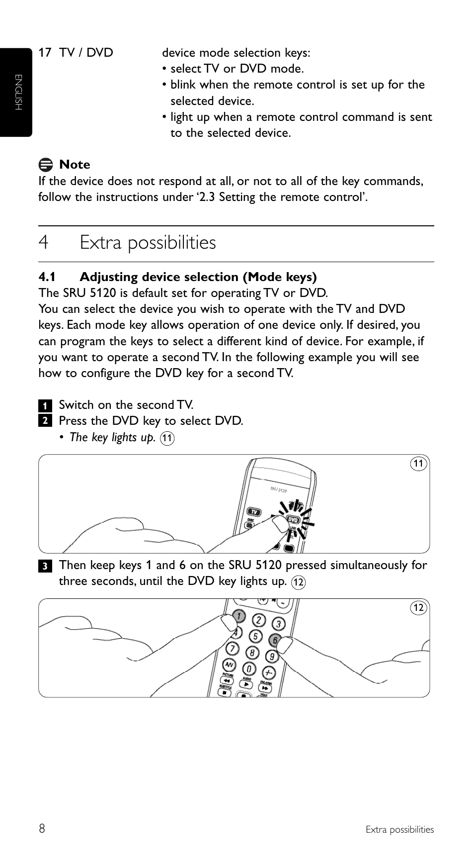 4extra possibilities | Philips SRU 5120/86 User Manual | Page 8 / 96