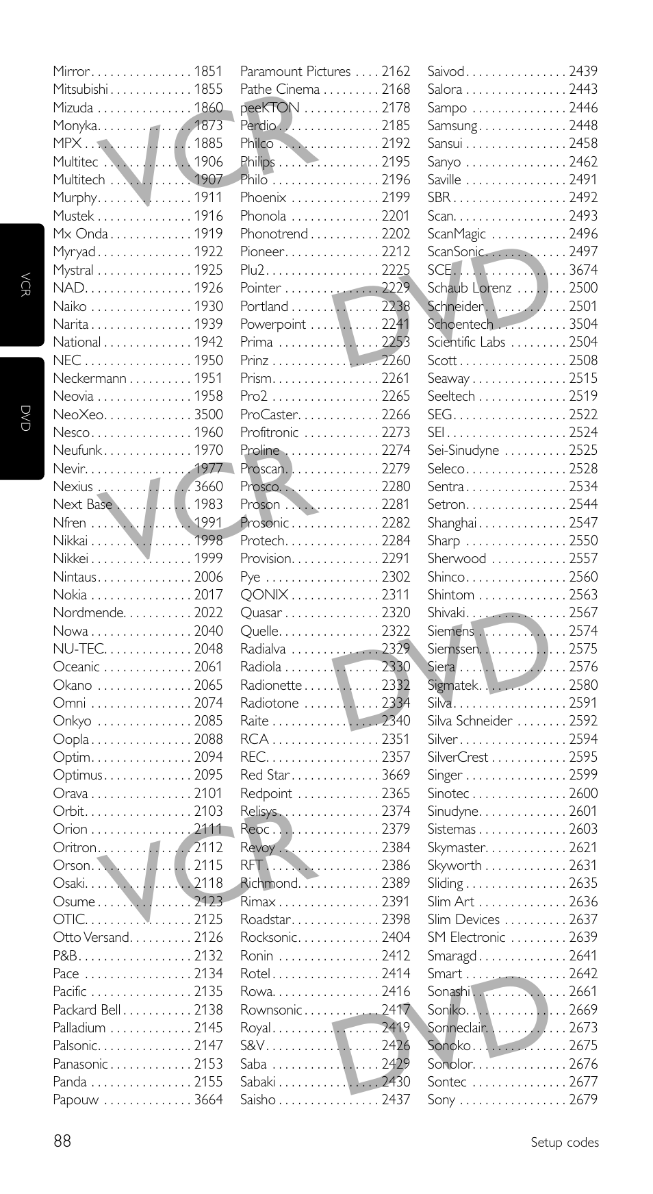 Vcr dvd vcr dvd vcr dvd | Philips SRU 5120/86 User Manual | Page 88 / 96