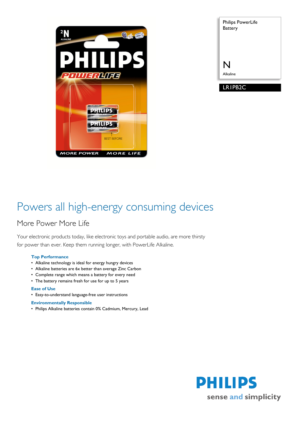 Philips LR1PB2C User Manual | 2 pages