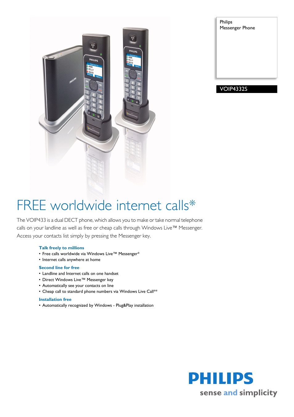 Philips VOIP4332S User Manual | 2 pages