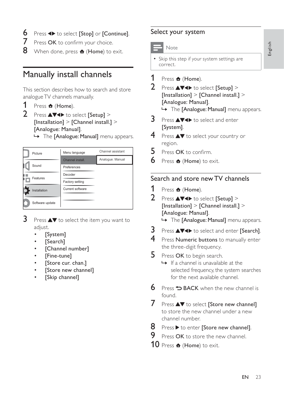 Manually install channels | Philips 19PFL5404/60 User Manual | Page 25 / 42