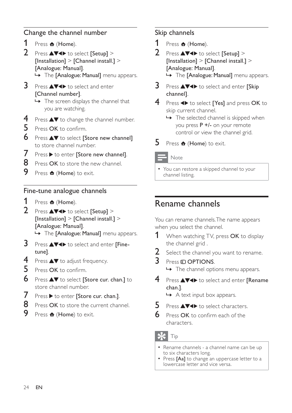 Rename channels | Philips 19PFL5404/60 User Manual | Page 26 / 42
