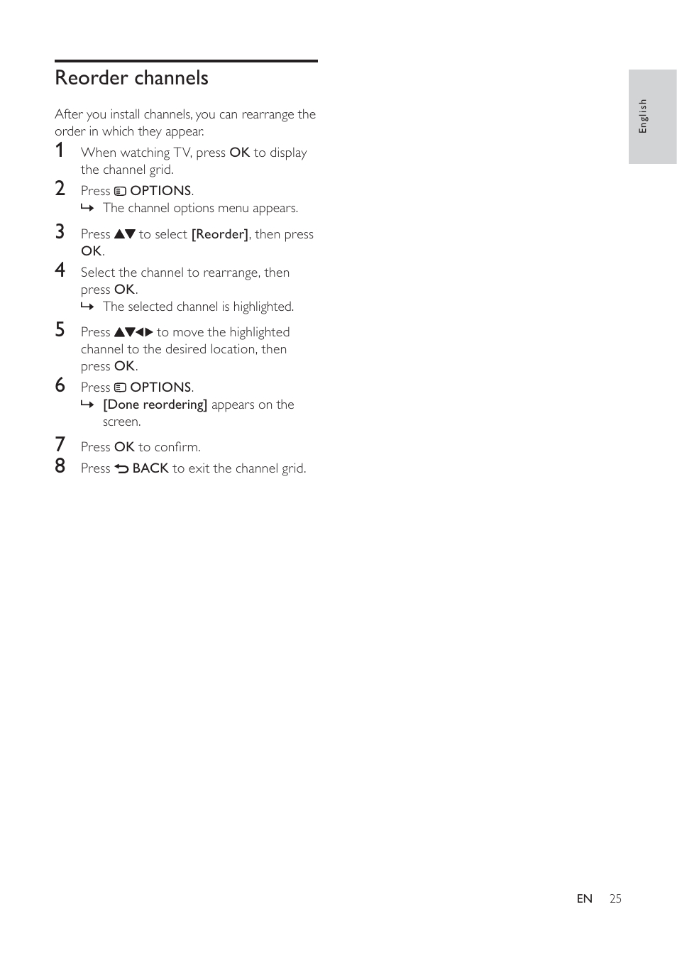 Reorder channels | Philips 19PFL5404/60 User Manual | Page 27 / 42