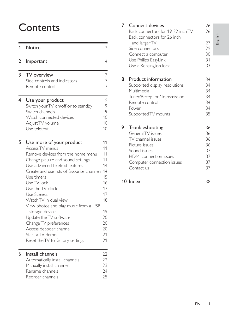 Philips 19PFL5404/60 User Manual | Page 3 / 42