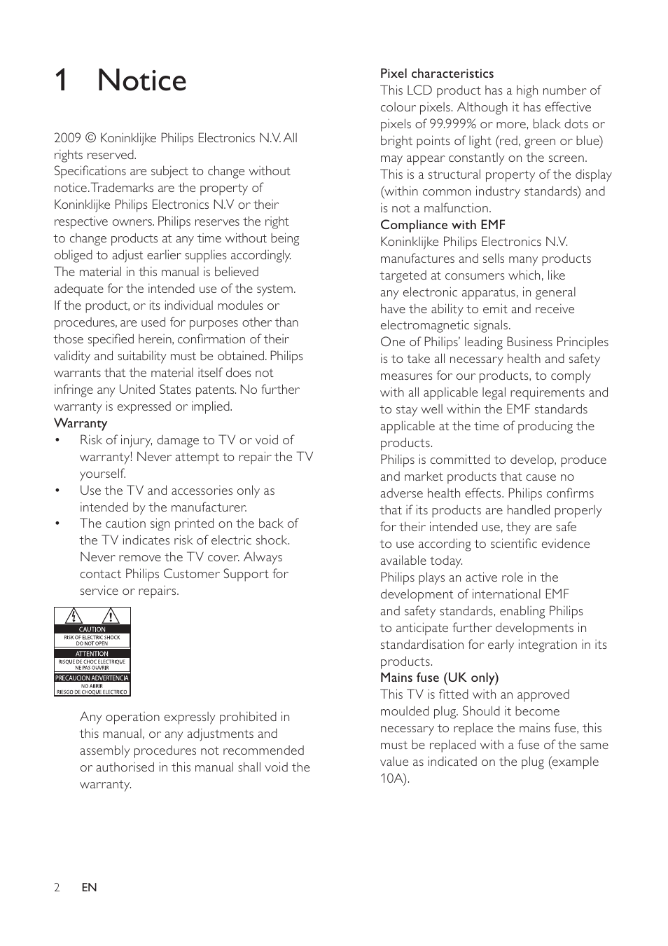 1 notice | Philips 19PFL5404/60 User Manual | Page 4 / 42