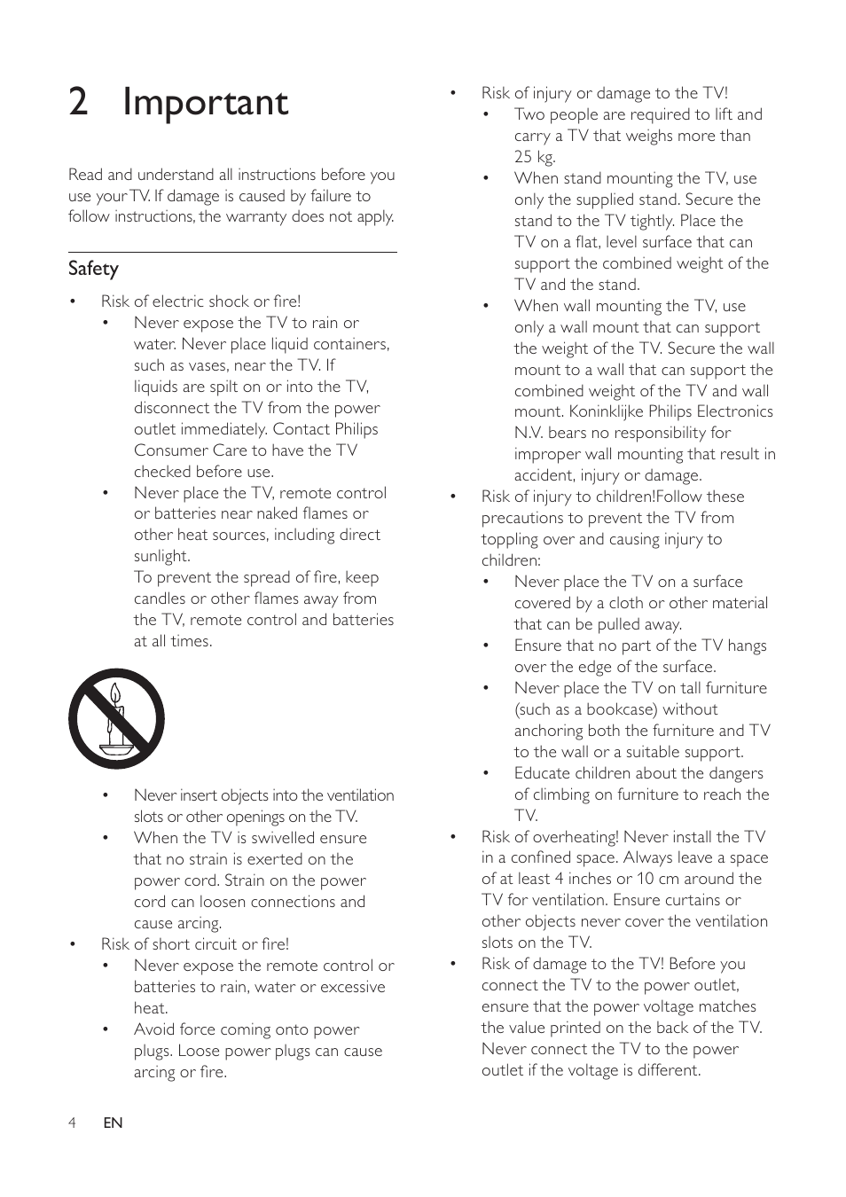2 important | Philips 19PFL5404/60 User Manual | Page 6 / 42