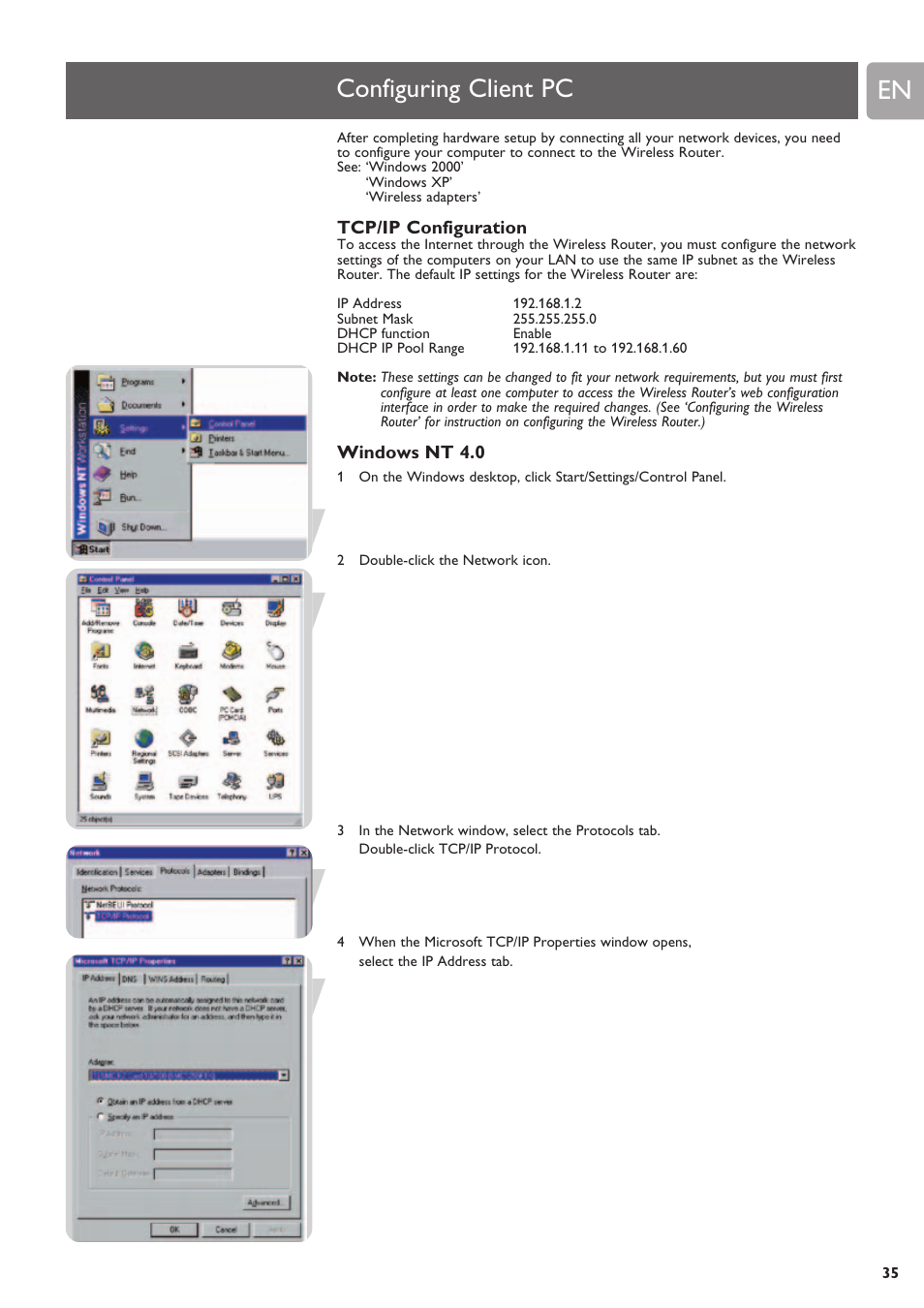 Configuring client pc | Philips SNB6500 User Manual | Page 35 / 51