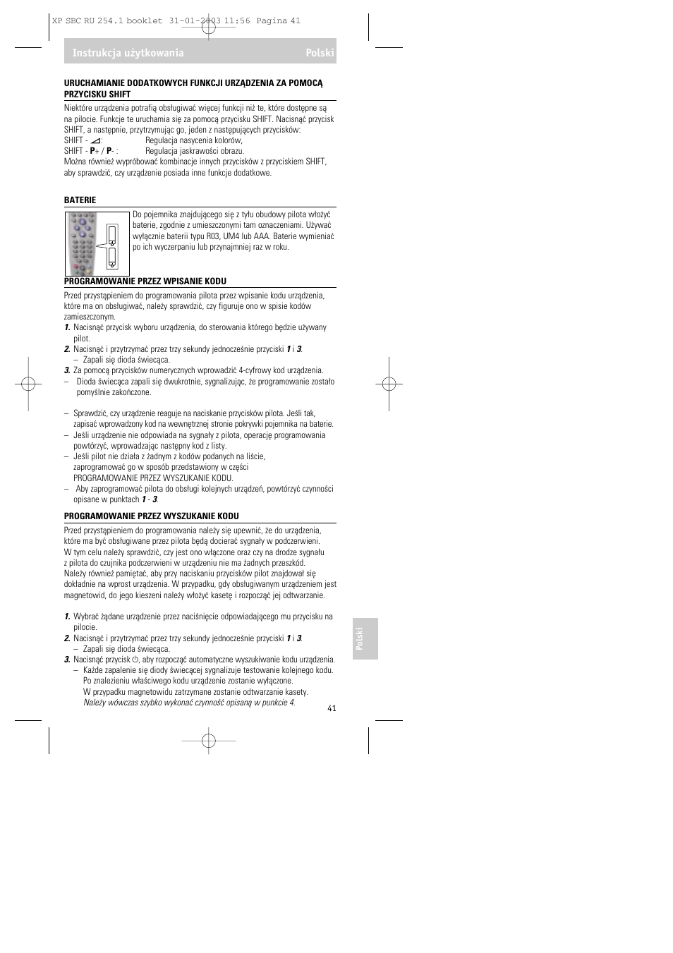 Instrukcja użytkowania polski | Philips RU254 User Manual | Page 41 / 56