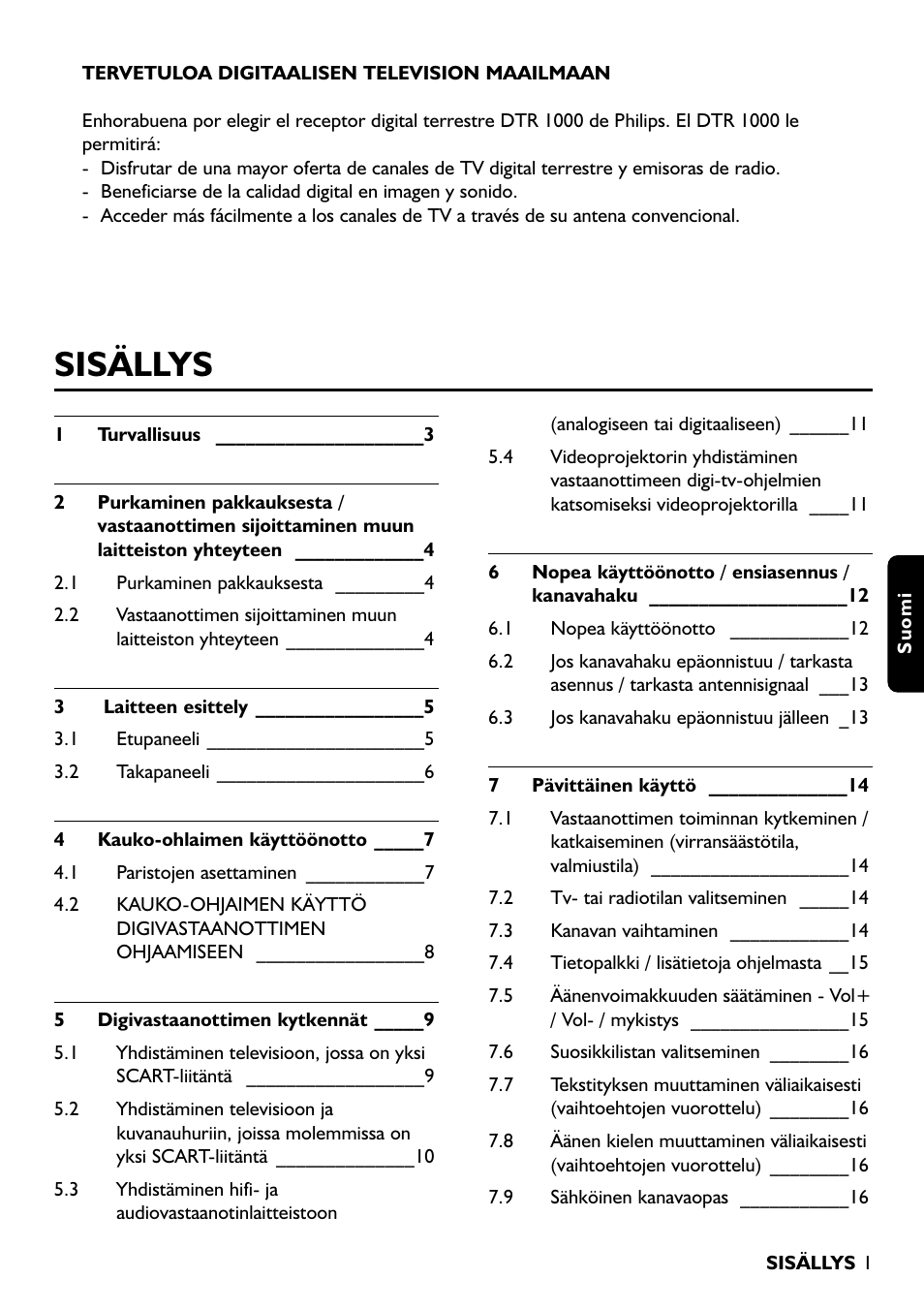 Sisällys | Philips DTR1000 User Manual | Page 115 / 152