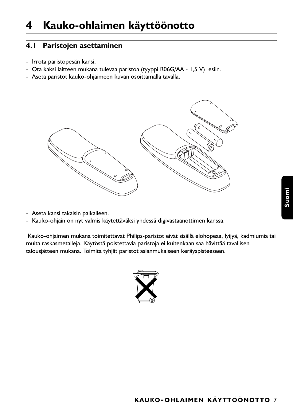 4 kauko-ohlaimen käyttöönotto | Philips DTR1000 User Manual | Page 121 / 152