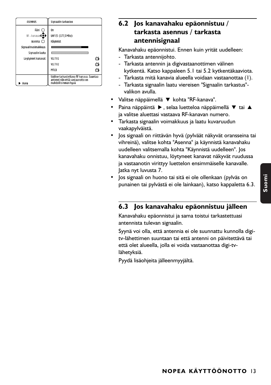 3 jos kanavahaku epäonnistuu jälleen | Philips DTR1000 User Manual | Page 127 / 152