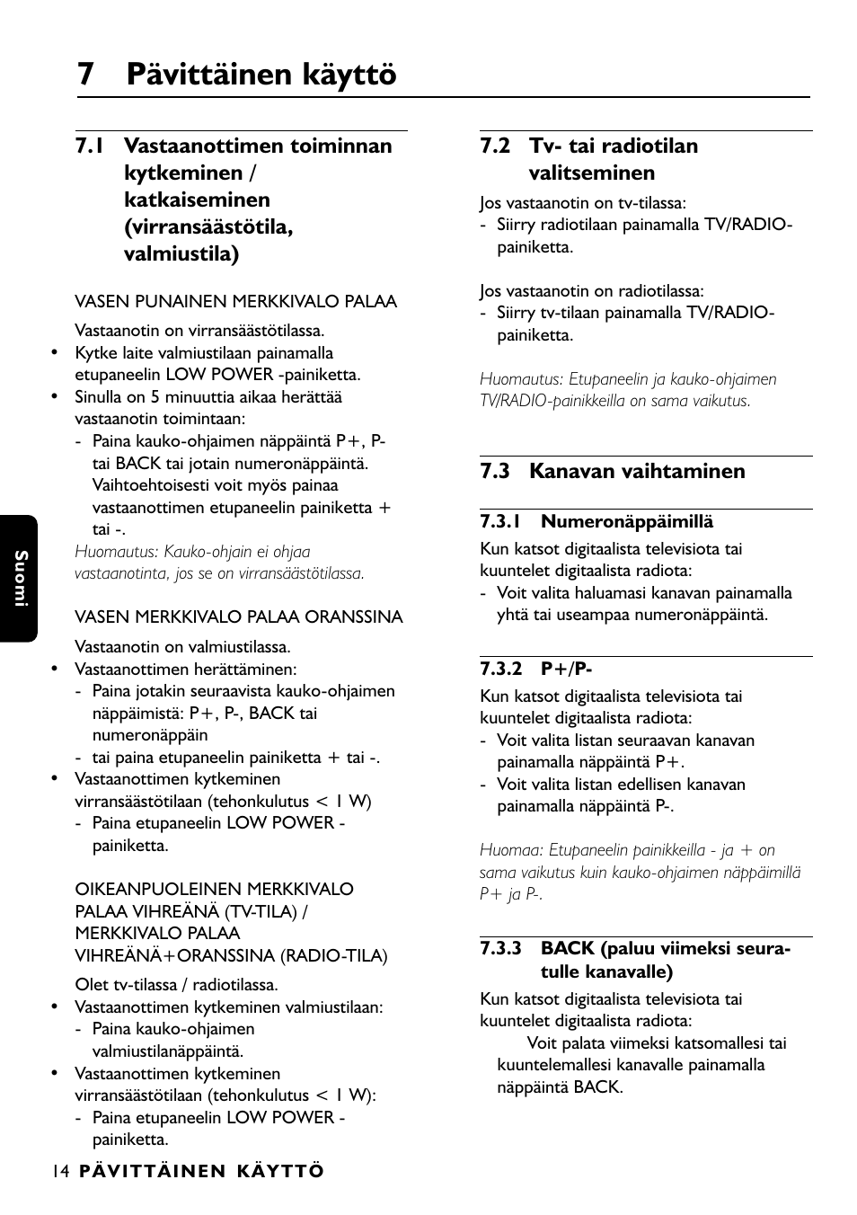 7 pävittäinen käyttö | Philips DTR1000 User Manual | Page 128 / 152