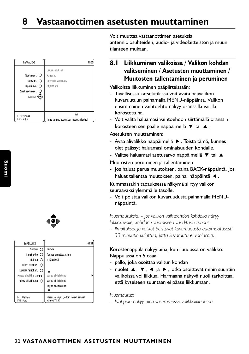 8 vastaanottimen asetusten muuttaminen | Philips DTR1000 User Manual | Page 134 / 152