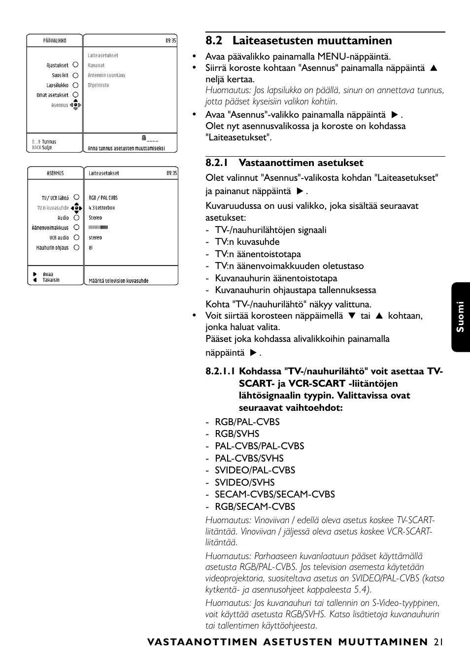 2 laiteasetusten muuttaminen | Philips DTR1000 User Manual | Page 135 / 152