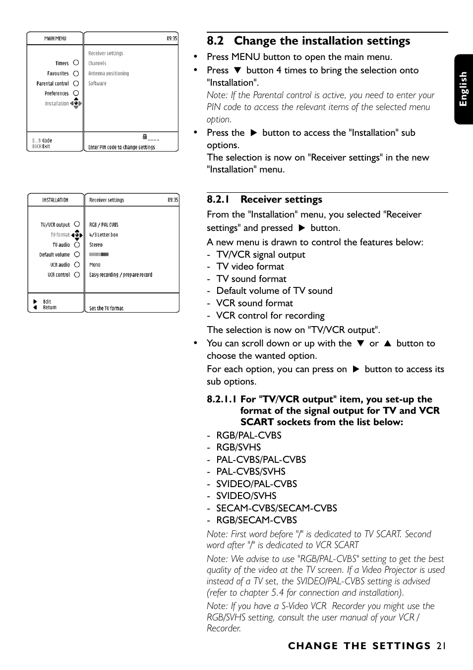 2 change the installation settings | Philips DTR1000 User Manual | Page 23 / 152