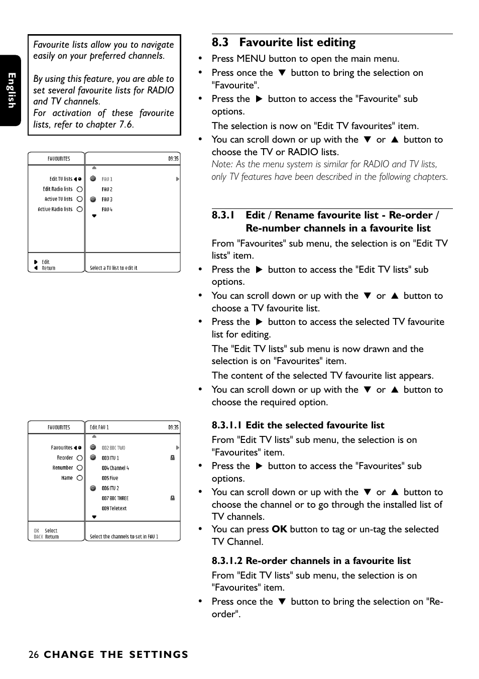 3 favourite list editing | Philips DTR1000 User Manual | Page 28 / 152