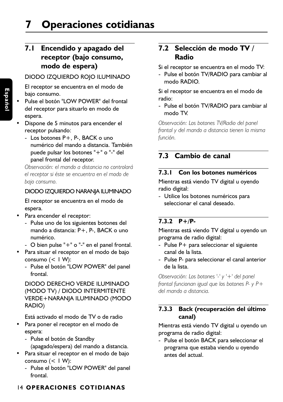 7 operaciones cotidianas | Philips DTR1000 User Manual | Page 52 / 152