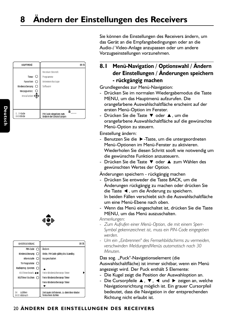 8 ändern der einstellungen des receivers | Philips DTR1000 User Manual | Page 94 / 152