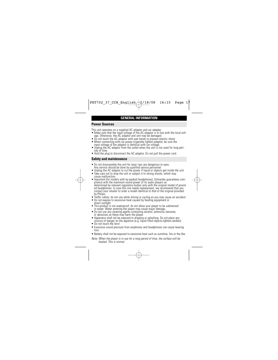 Philips PET702/37 User Manual | Page 17 / 37