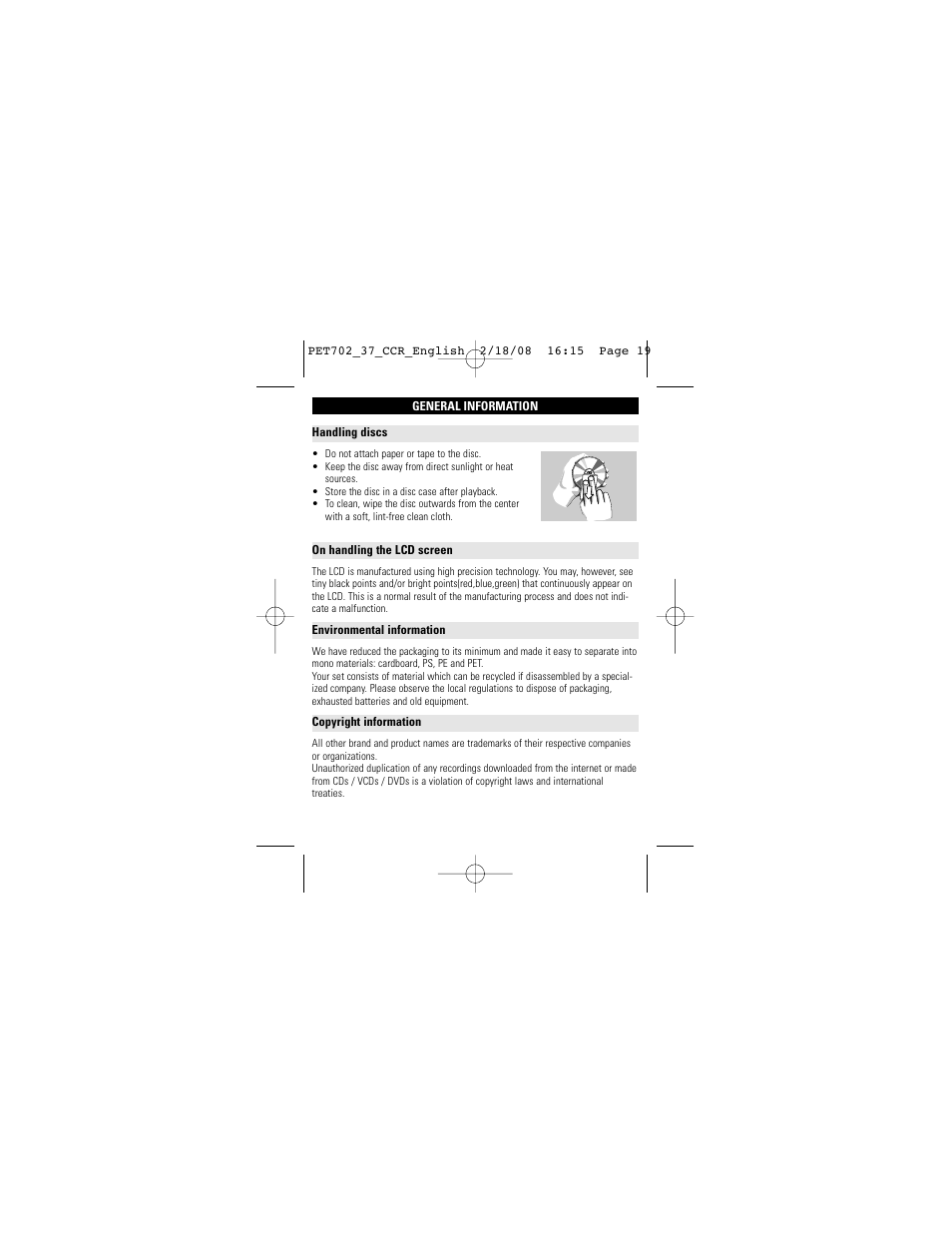 Philips PET702/37 User Manual | Page 19 / 37