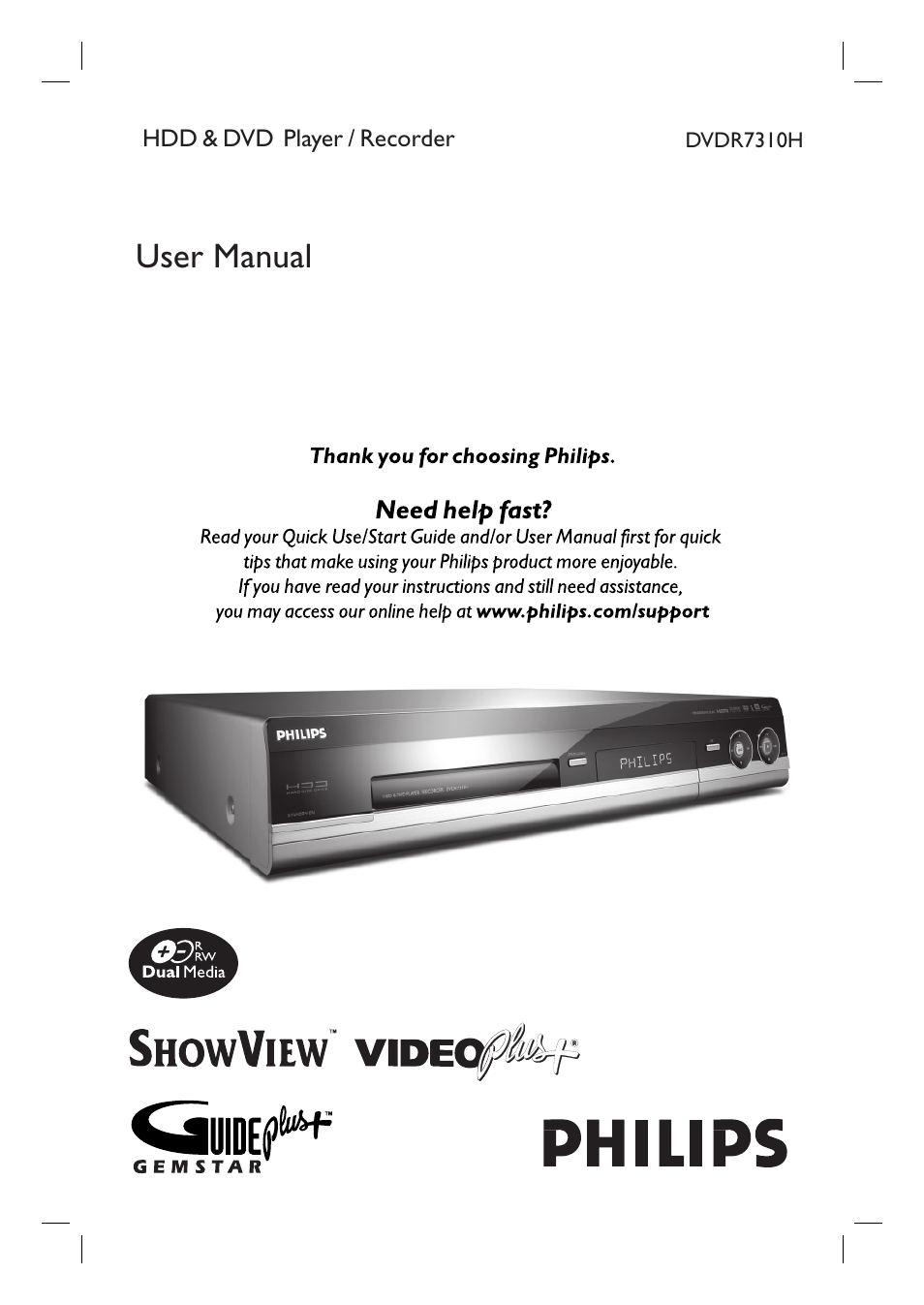 Philips DVDR7310H User Manual | 98 pages