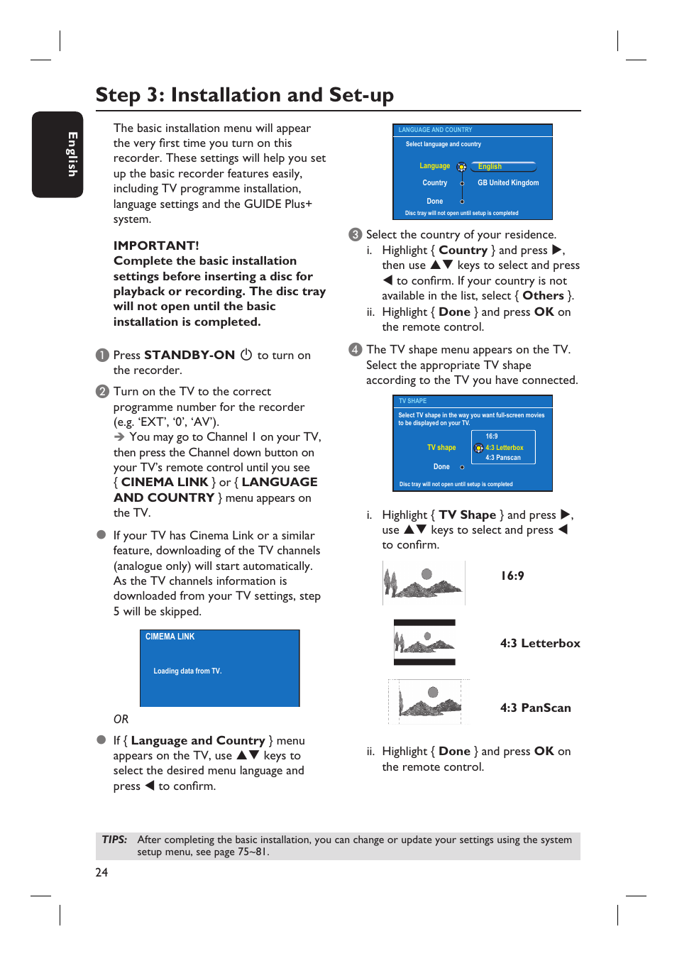 Step 3: installation and set-up | Philips DVDR7310H User Manual | Page 24 / 98