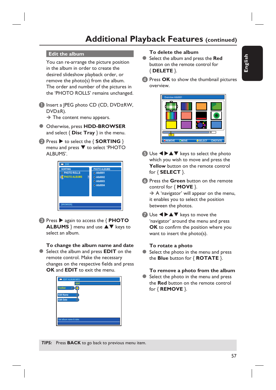 Additional playback features, Continued) | Philips DVDR7310H User Manual | Page 57 / 98