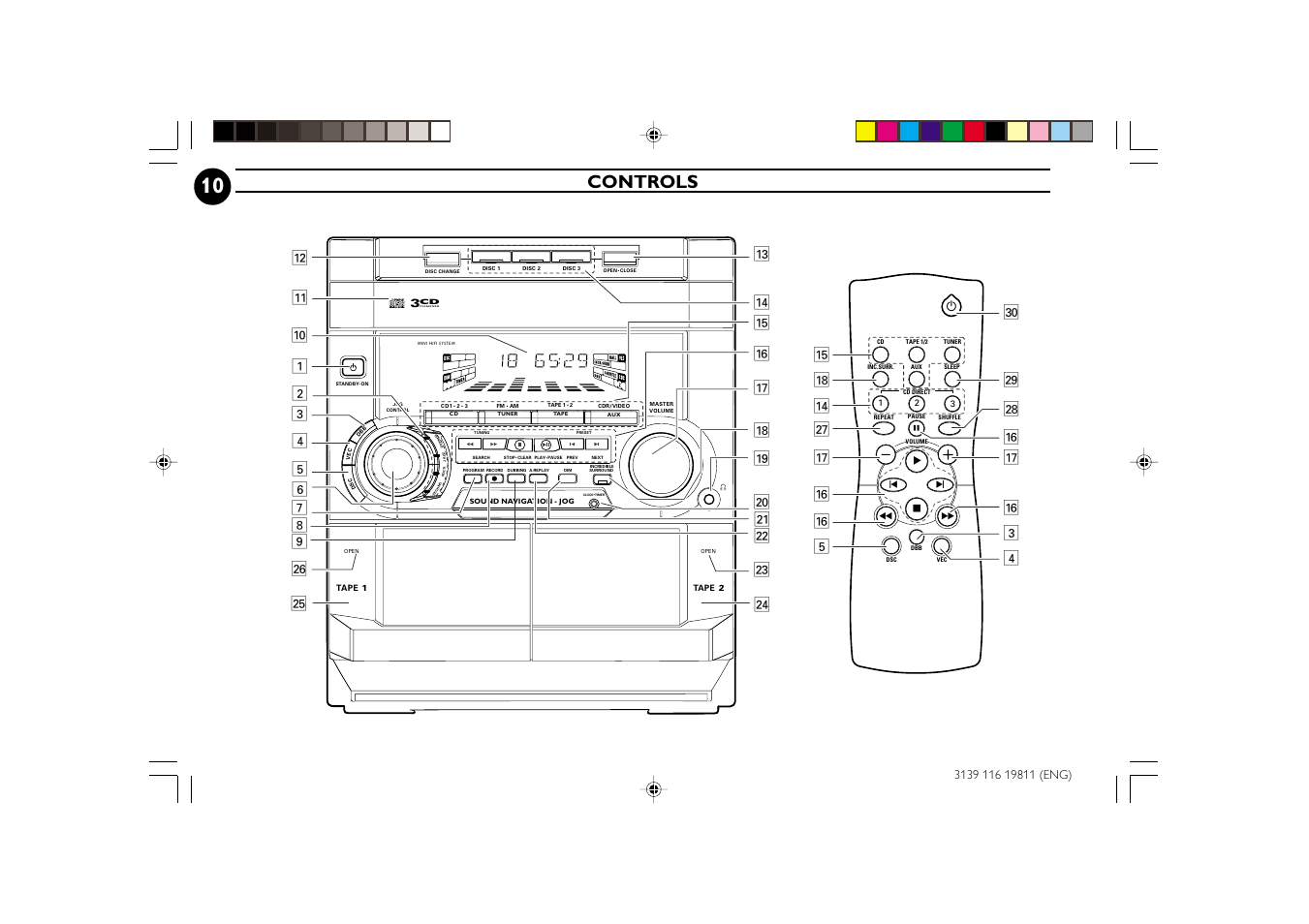 Controls | Philips FW-C38C/37 User Manual | Page 10 / 29