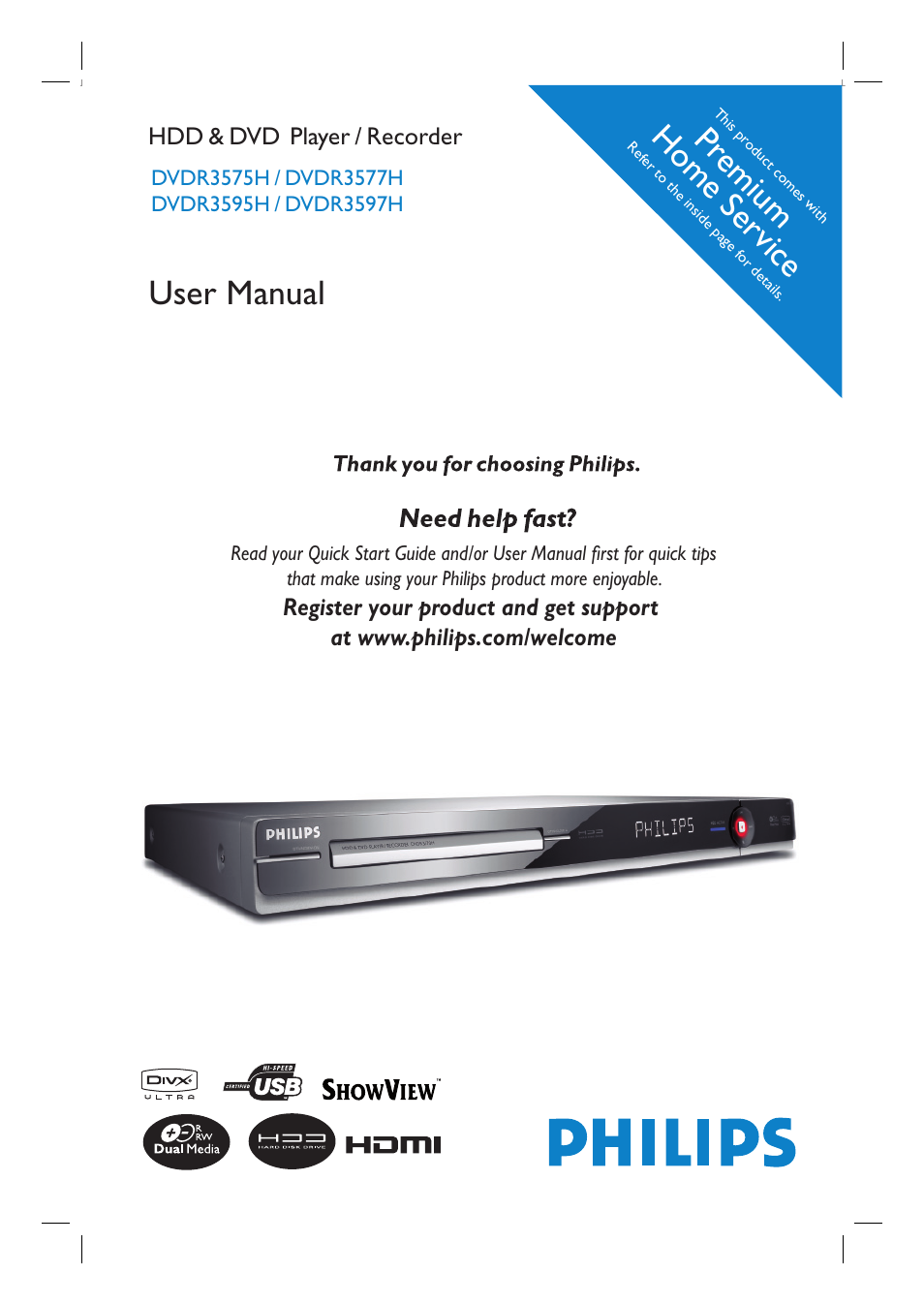 Philips dvdr 3575H User Manual | 104 pages