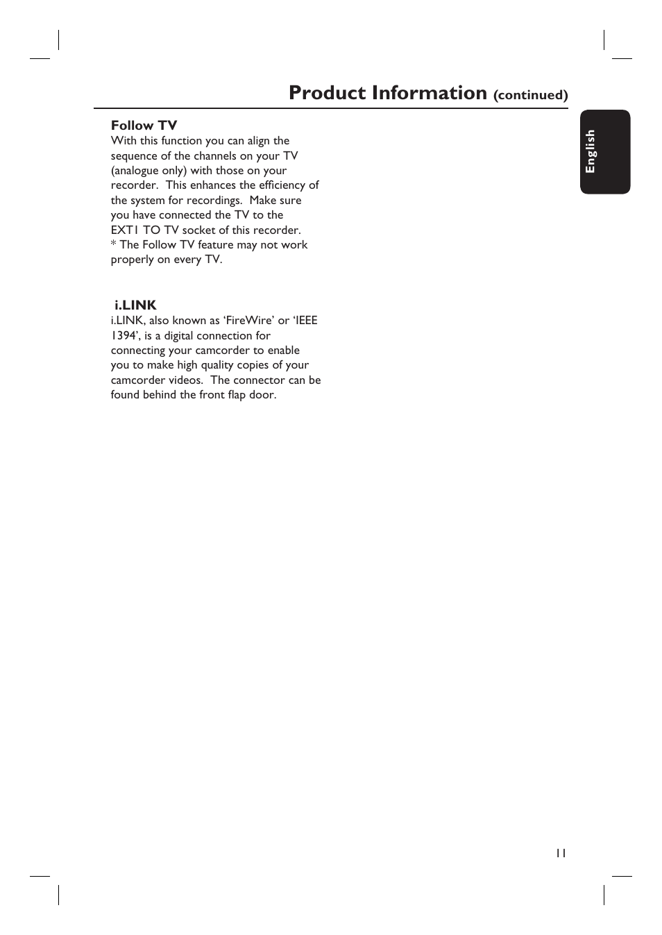 Product information | Philips dvdr 3575H User Manual | Page 11 / 104