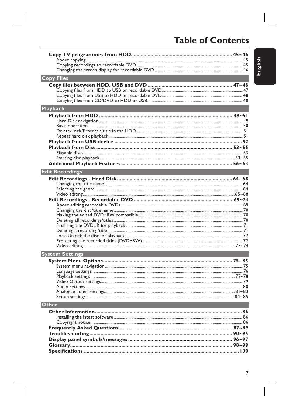 Philips dvdr 3575H User Manual | Page 7 / 104