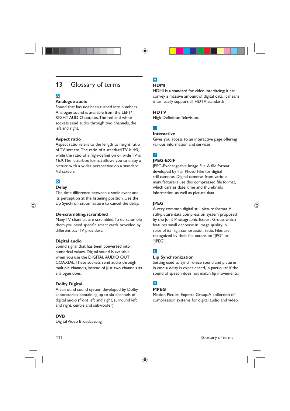 Glossary of terms 13 | Philips DCR5012 User Manual | Page 51 / 57