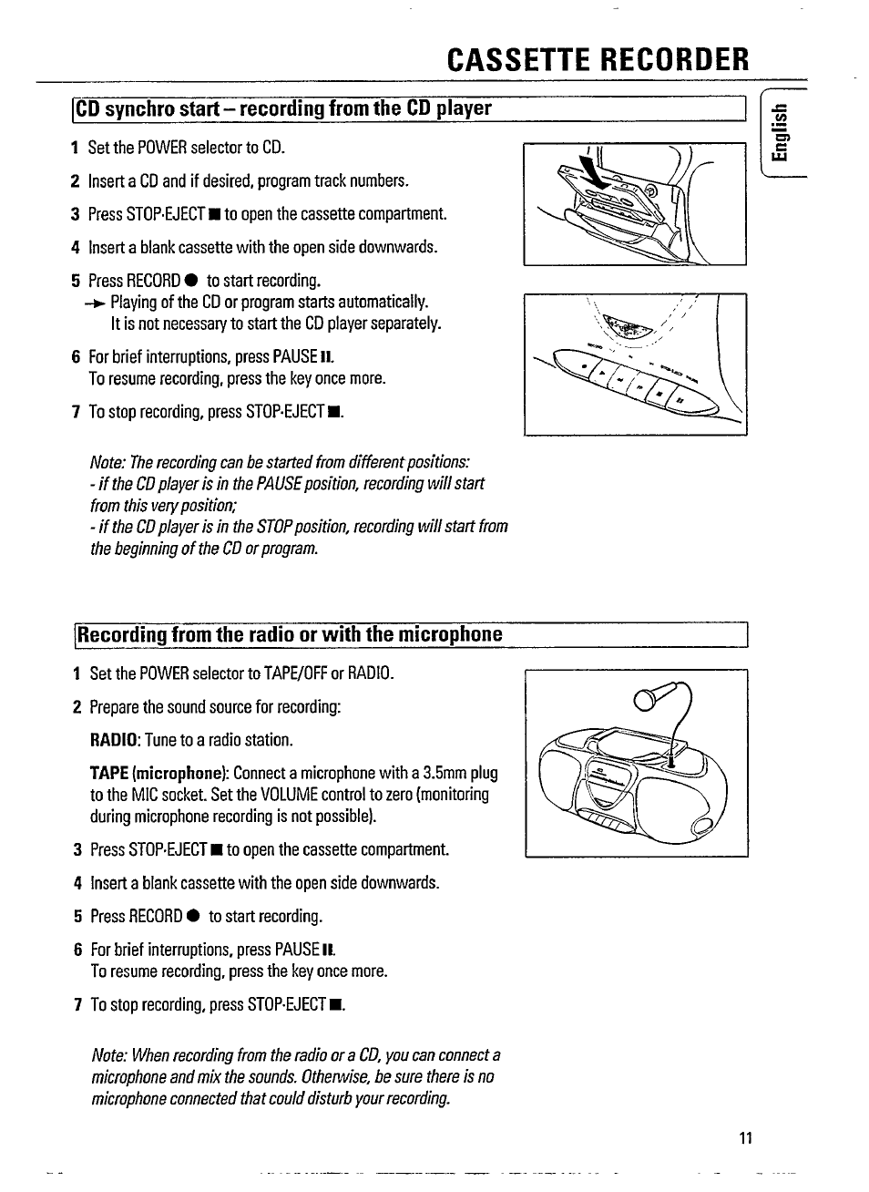 Cassette recorder | Philips AZ 8057 User Manual | Page 11 / 20