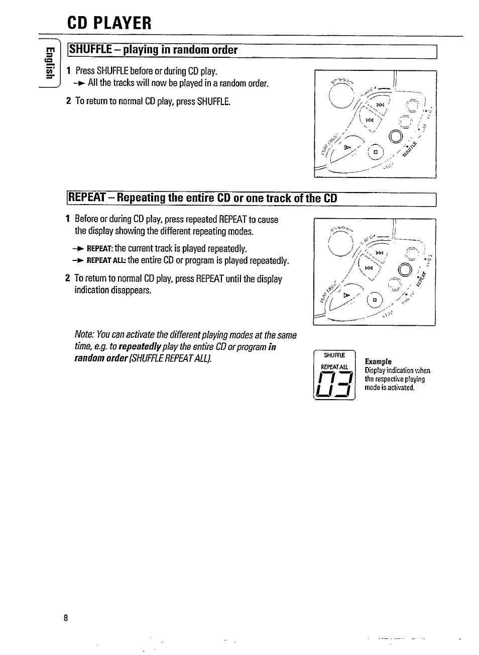 Cd player | Philips AZ 8057 User Manual | Page 8 / 20