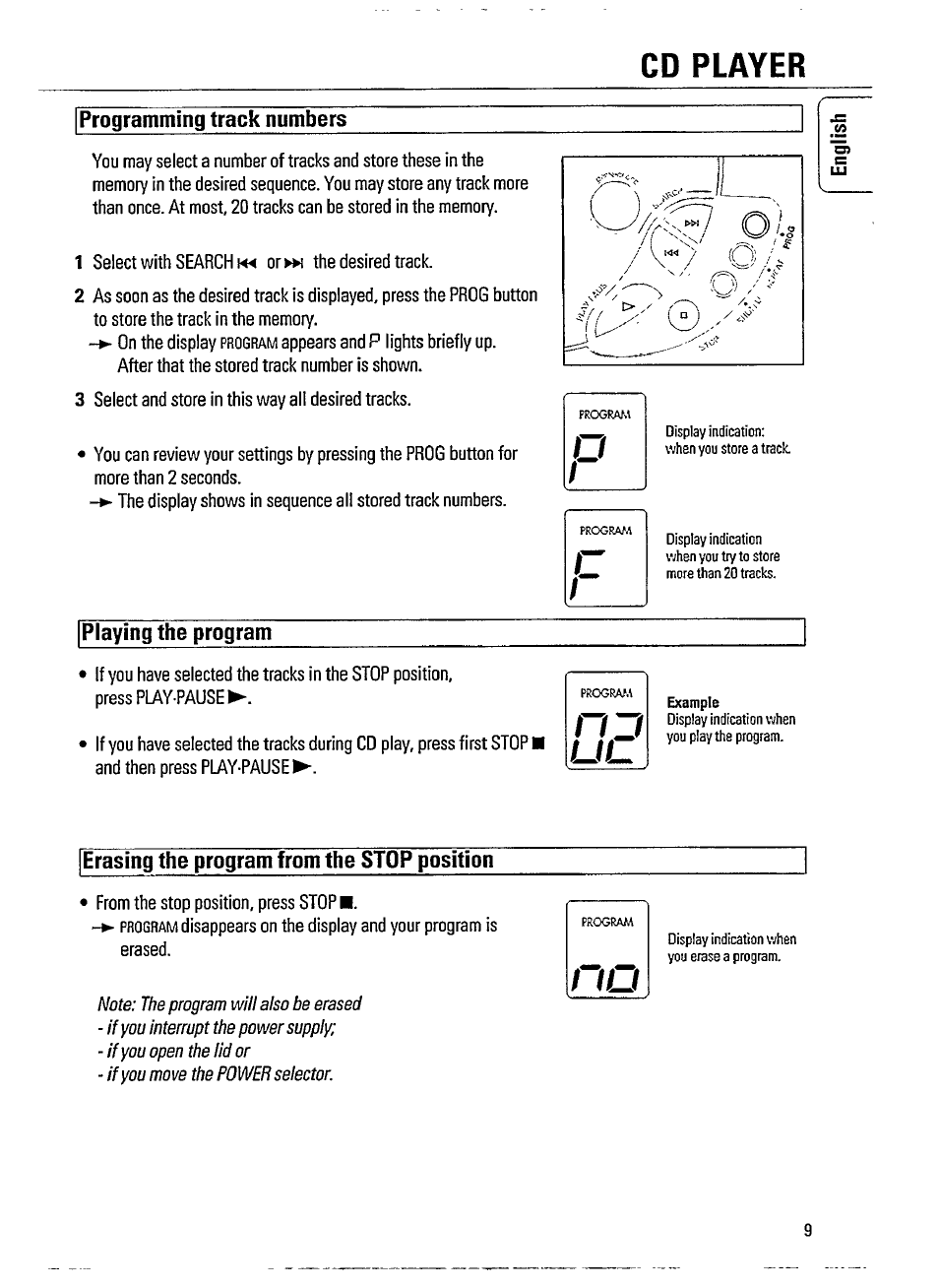 Cd player | Philips AZ 8057 User Manual | Page 9 / 20