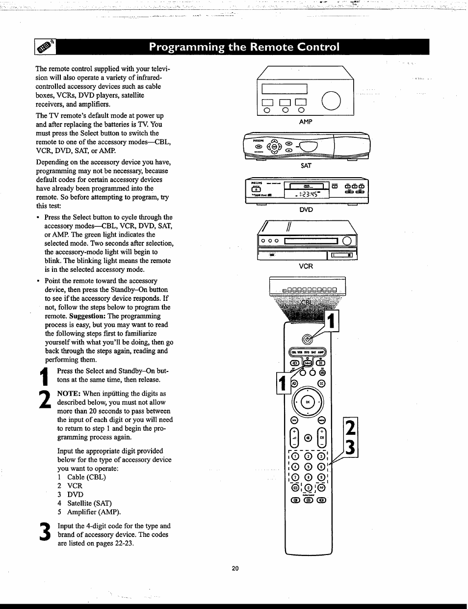 Programming the remote control | Philips Matchline 55PP9753 User Manual | Page 20 / 80