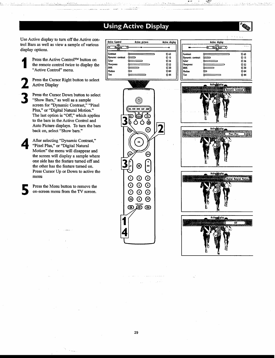 Using active display | Philips Matchline 55PP9753 User Manual | Page 29 / 80