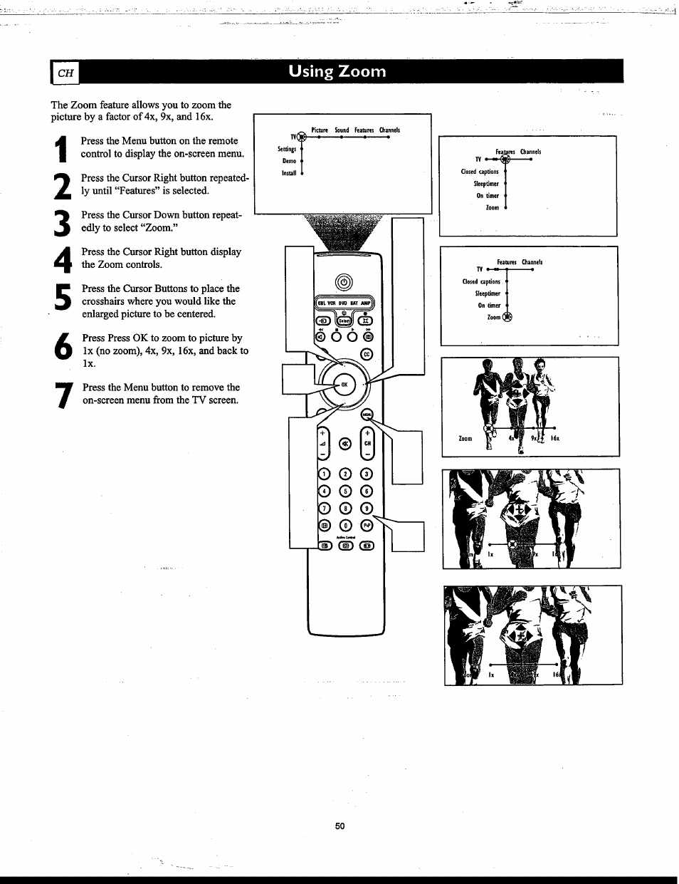 Using zoom | Philips Matchline 55PP9753 User Manual | Page 50 / 80