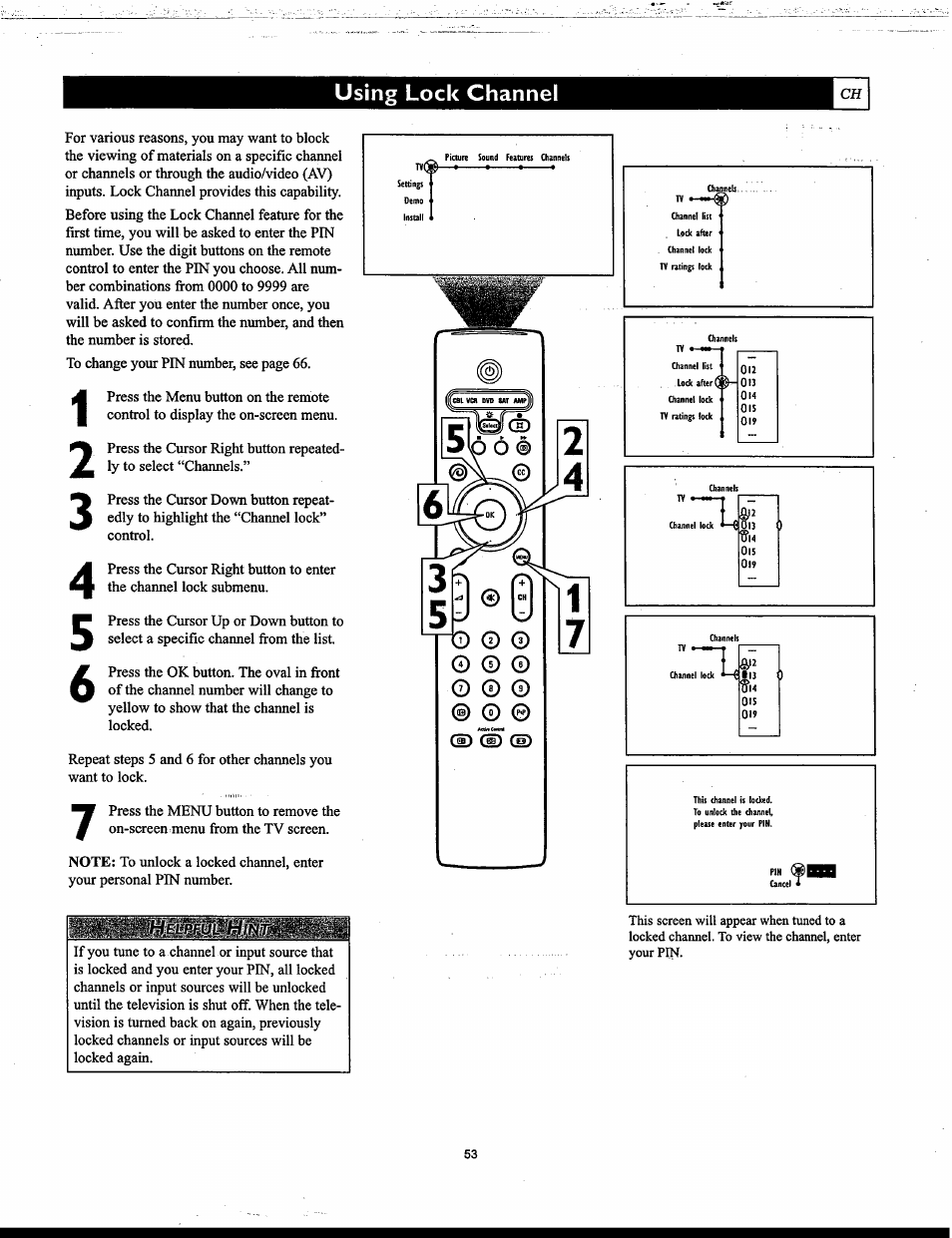 Using lock channel | Philips Matchline 55PP9753 User Manual | Page 53 / 80