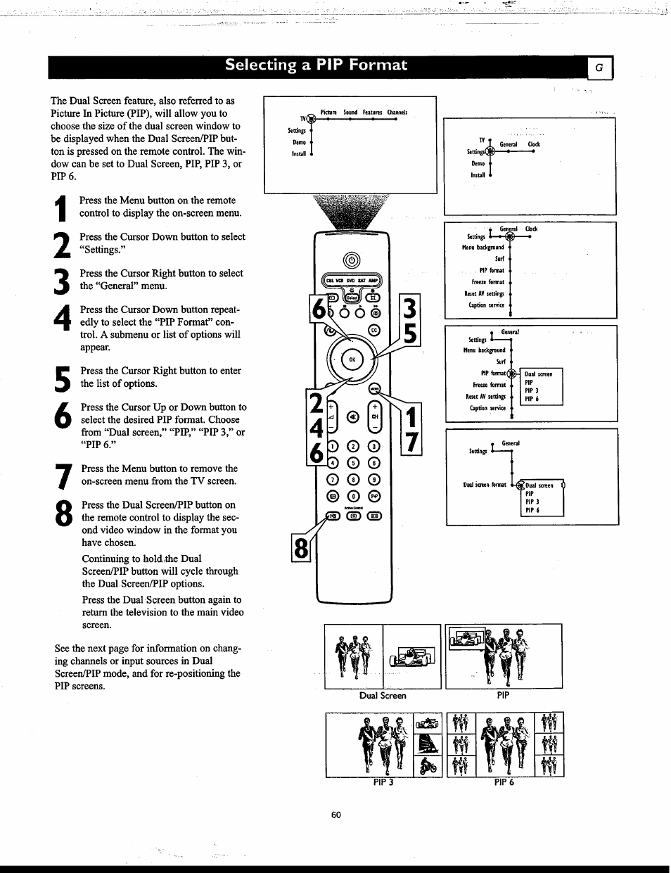 Selecting a pip format | Philips Matchline 55PP9753 User Manual | Page 60 / 80