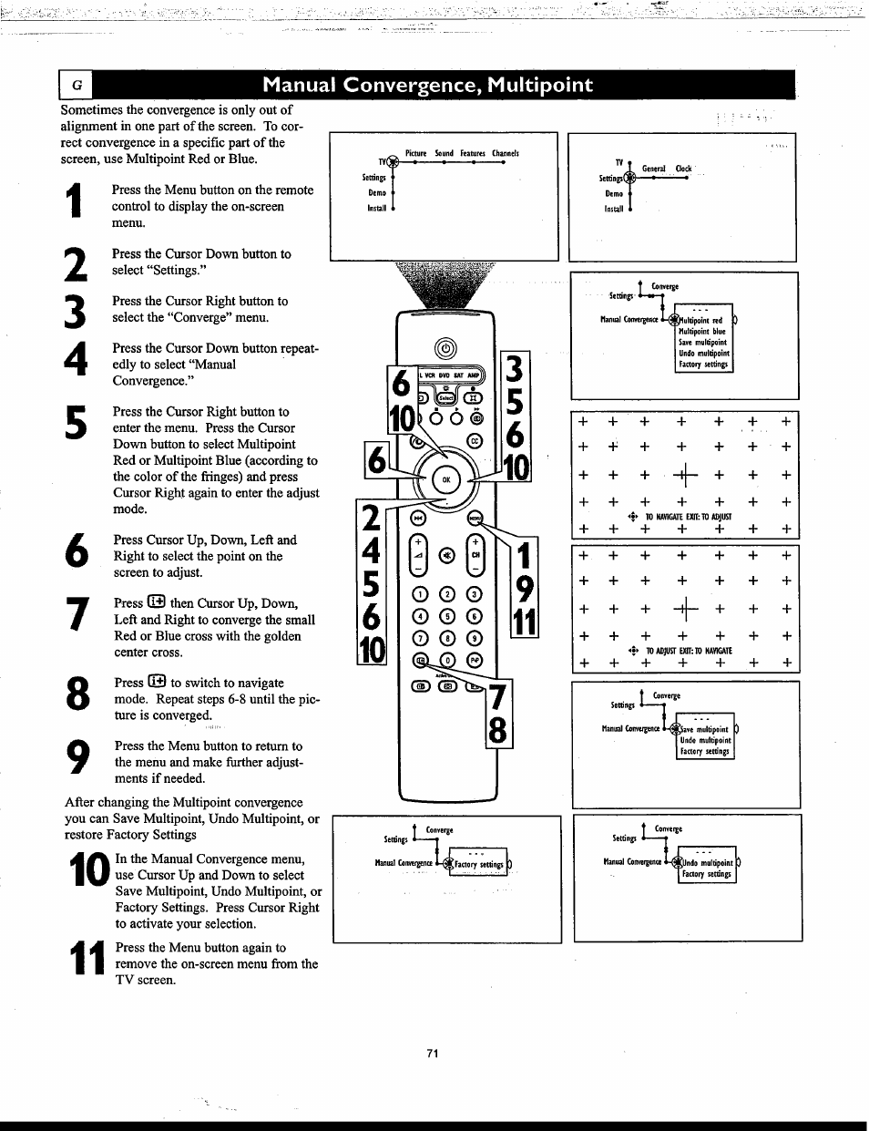 Manual convergence, multipoint | Philips Matchline 55PP9753 User Manual | Page 71 / 80