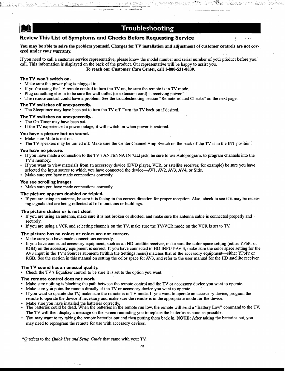 Troubleshooting | Philips Matchline 55PP9753 User Manual | Page 73 / 80