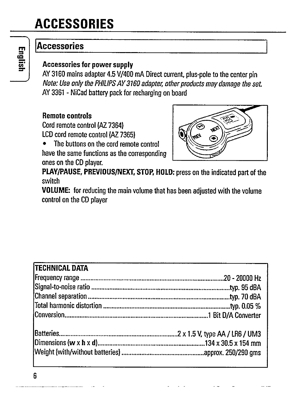 Accessories | Philips AZ 7365 User Manual | Page 6 / 22