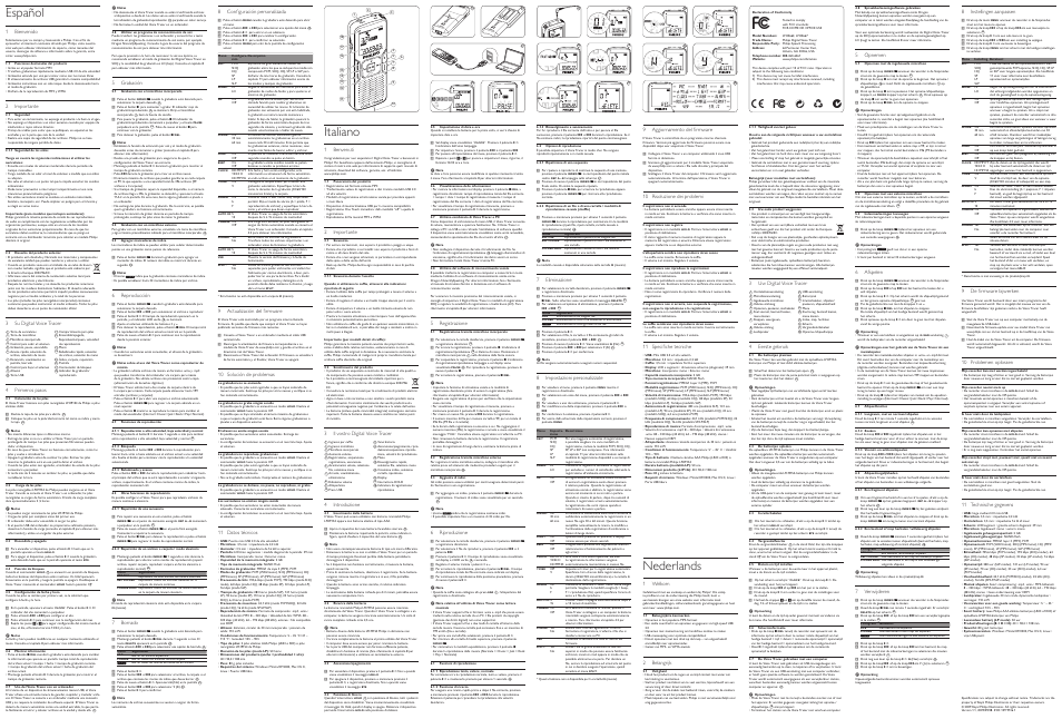 Español, Italiano, Nederlands | Philips LFH0662 User Manual | Page 2 / 2