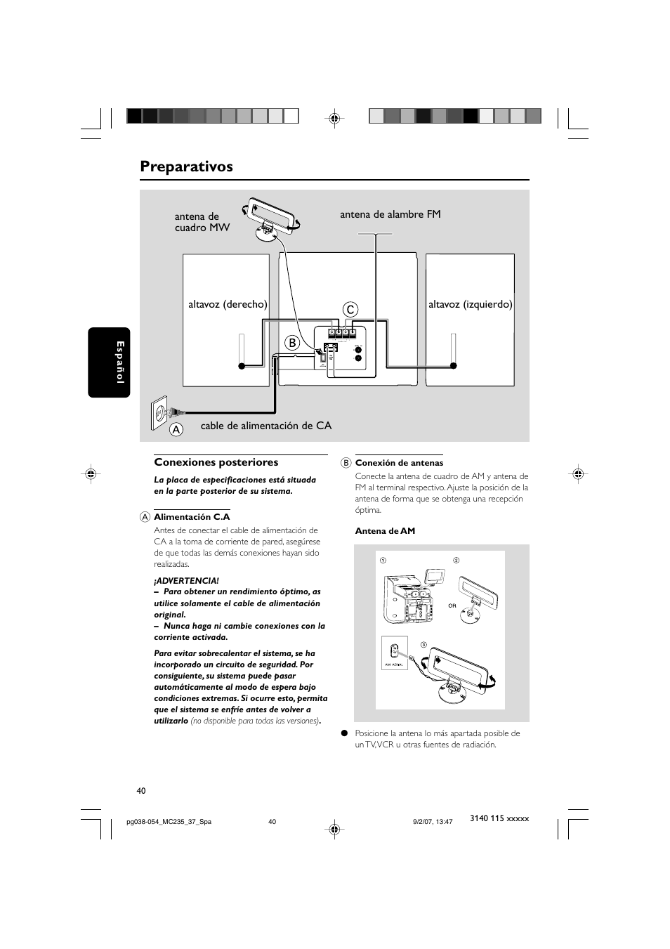 Preparativos | Philips MC235B/37 User Manual | Page 8 / 20